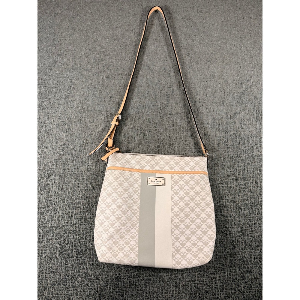 Kate Spade New York Keisha Penn Place Messenger Crossbody‎ Bag White Gray Gold